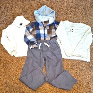 Lot of 4 Cat & Jack/IZOD Matching Gray Shirts And Straight Pants Size 6/7